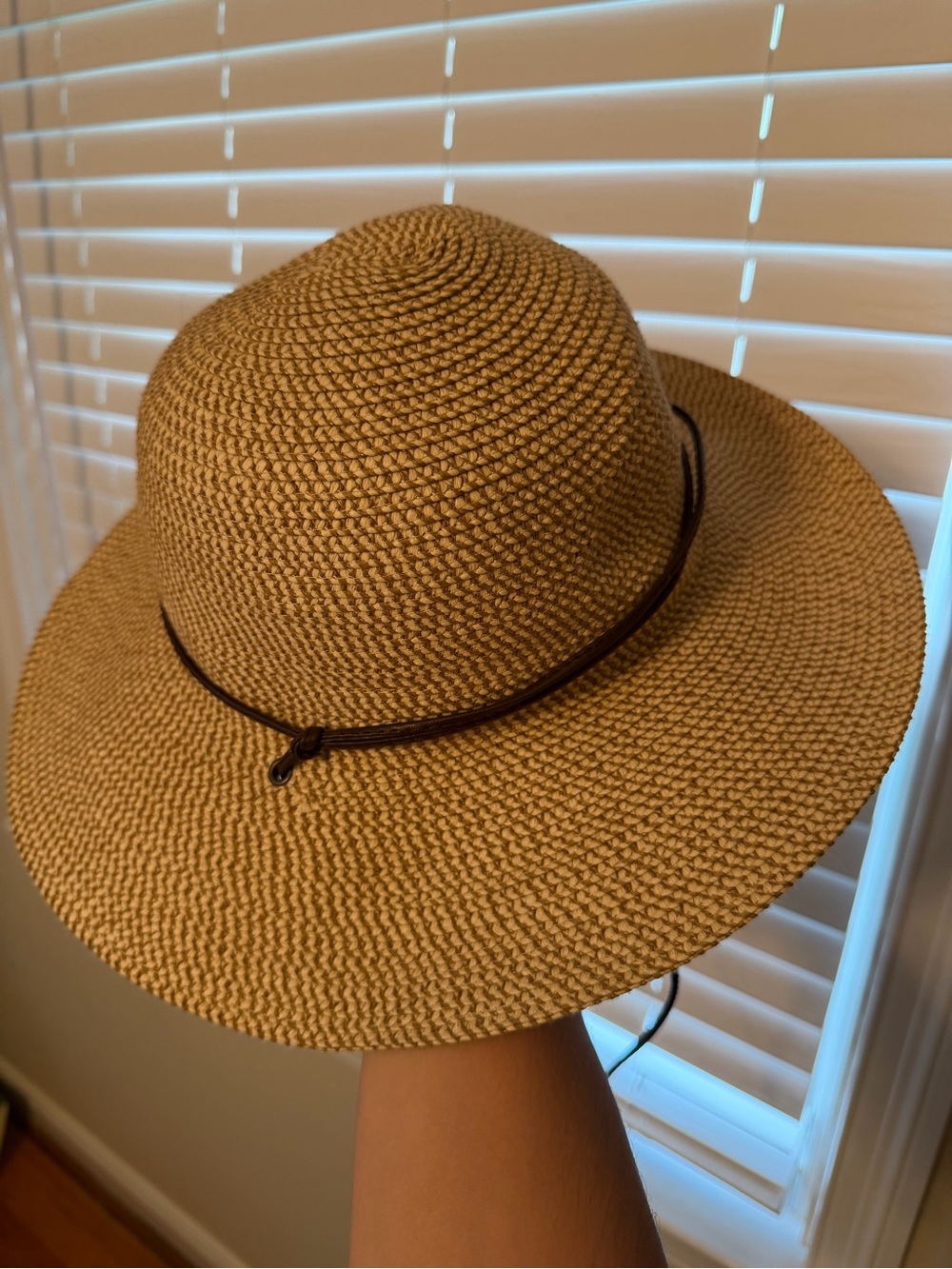 Woven Straw Sun Hat with Brown Accent